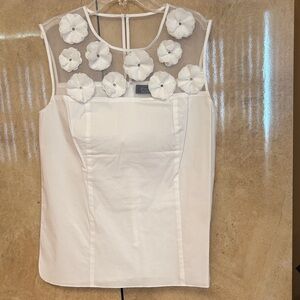 Magaschoni White Floral Appliqué Blouse